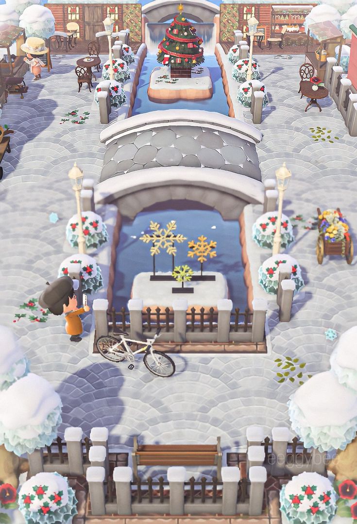 Acnh Island Designs Winter, Animal Crossing Winter Ideas, Acnh Winter Island Ideas, Animal Crossing Winter, Nightcore Anime, Acnh Winter, Ac Ideas, Acnh Inspiration, Animal Crossing 3ds