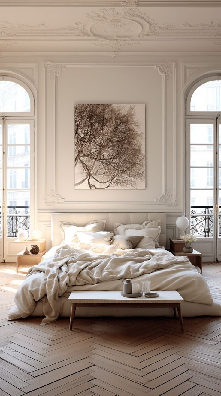 Parisian Interior Design Parisian Interior Bedroom, Interior Design Parisian Style, Modern Parisian Interior, Paris Apartment Interiors, Parisian Interior Design, French Furniture Bedroom, Parisian Bedroom, Modern Parisian, Parisian Interior