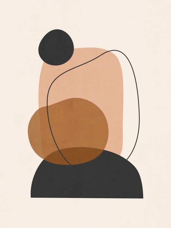 an abstract painting with brown and black shapes