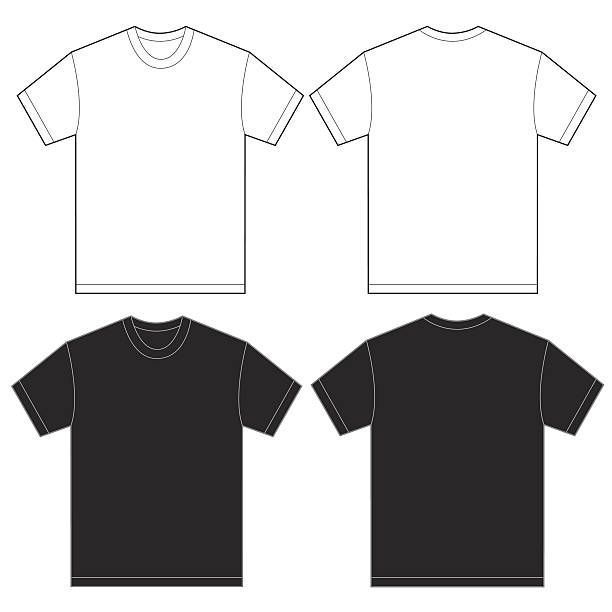 a black and white t - shirt template with the front and back views on it