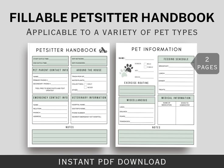 the printable pet book is shown in two separate pages