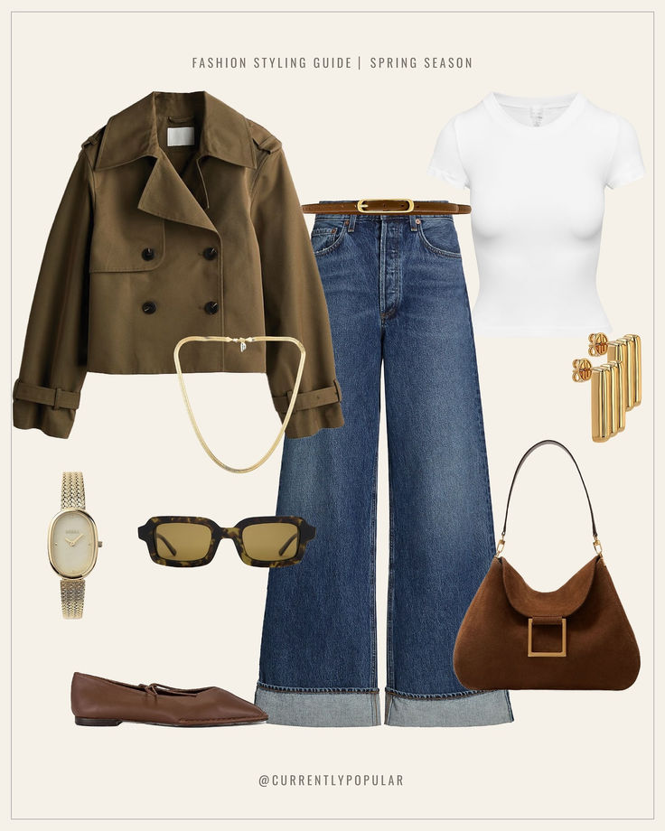 Trench Coat Outfit Spring, Trench Outfit, Cropped Trench Coat, H M Outfits, Trench Coat Outfit, Jean Jacket Outfits, Digital Closet, Winter Jeans, Spring Look