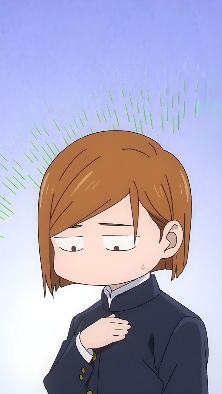 an anime character with brown hair wearing a black jacket and white shirt, standing in front of a blue sky