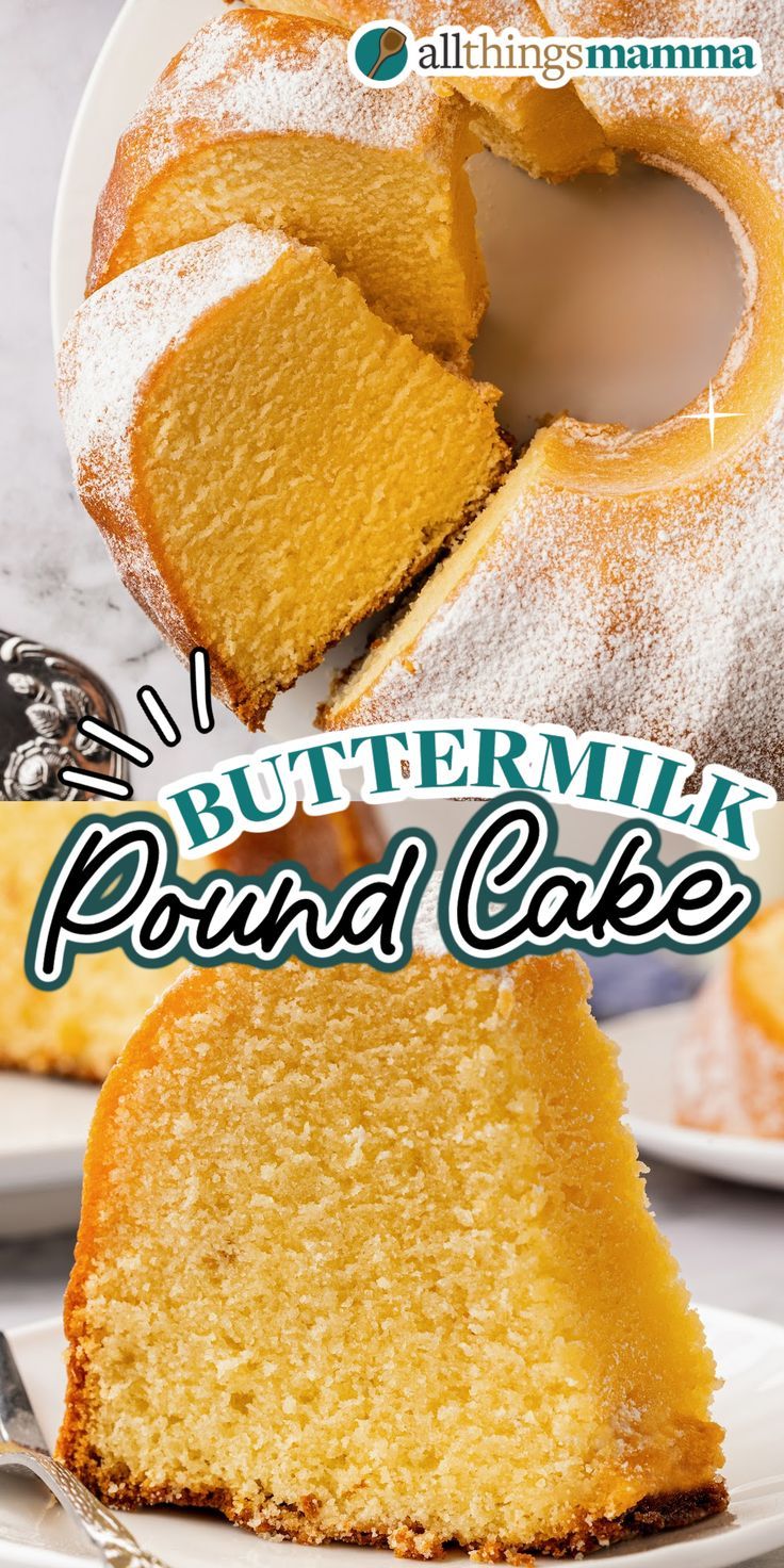 collage image of Buttermilk Pound Cake.