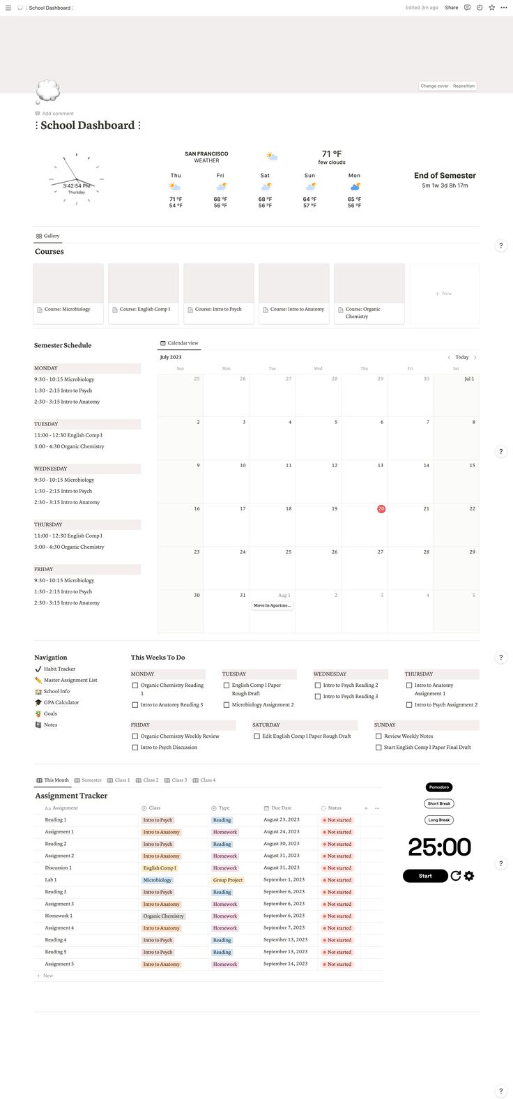 Minimal Neutral Aesthetic Academic Notion Dashboard Template | Sereen Design Co | Etsy dailyoffic... Notion Dashboard Name Ideas, Class Notion Template, Notion Academic Dashboard, Notion App Template Student, Notion Academic Planner, Notion Academic Ideas, How To Use Notion On Phone, Minimal Notion Dashboard, Notion School Aesthetic