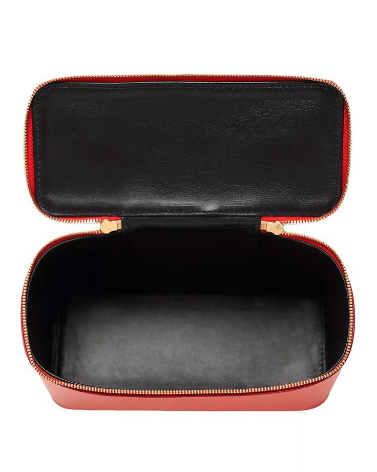 Altuzarra Vanity Bag in Parrot Zip closure Top handle Removeable crossbody strap Main compartment Gold-tone hardware Leather outer and lining 7”W x 4.5”H x 3.4”D 2.5” handle drop 17.5” strap drop Made in Italy Red Rectangular Box Bag With Zipper, Luxury Red Pouch Box Bag, Red Pouch Box Bag For Formal Occasions, Red Luxury Box Bag For Travel, Red Formal Pouch Box Bag, Luxury Red Box Bag For Travel, Red Rectangular Box Bag For Evening, Luxury Red Box Bag With Gold-tone Hardware, Red Rectangular Box Bag