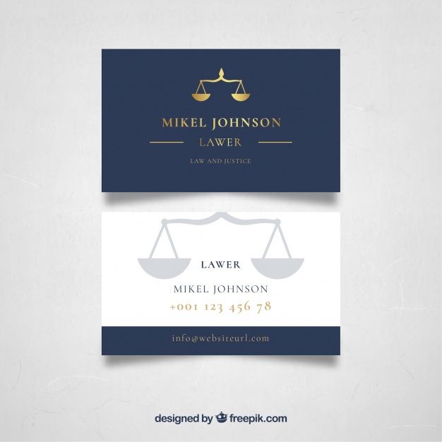 a law business card with scales on it