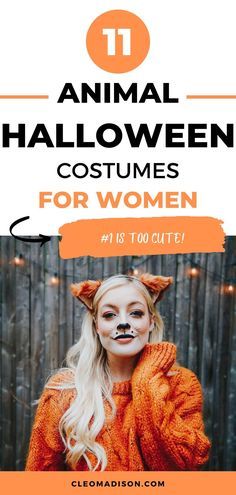 an image of a woman with her face painted like a cat and the words animal halloween costumes for women