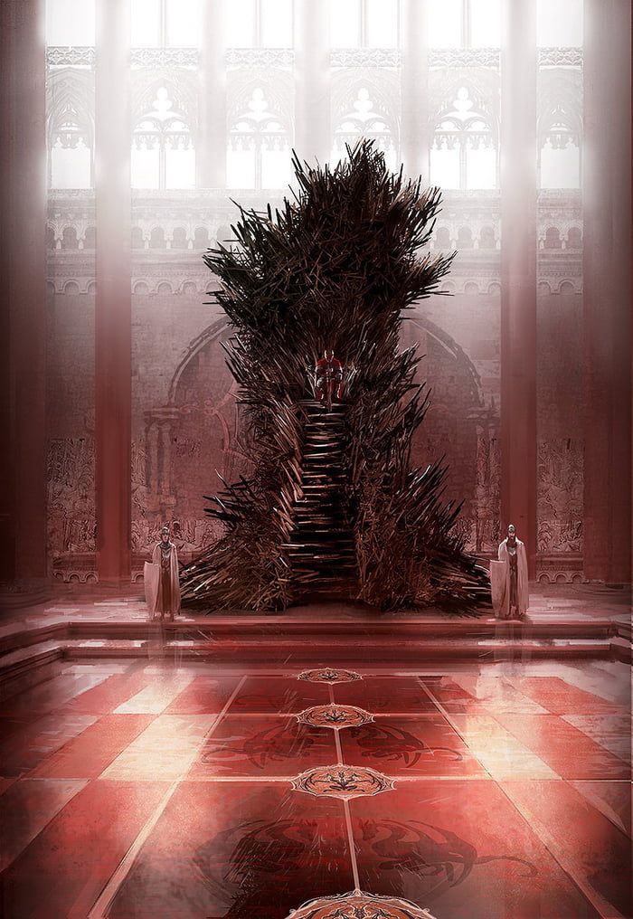 a giant iron throne sitting in the middle of a room