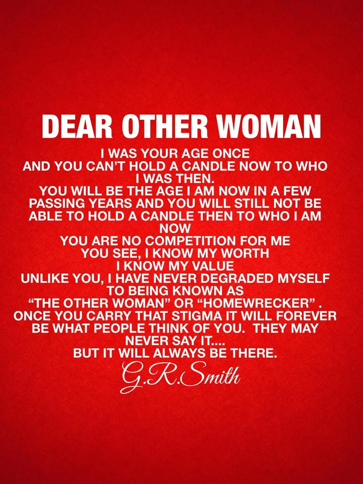 a red background with the words dear other woman on it