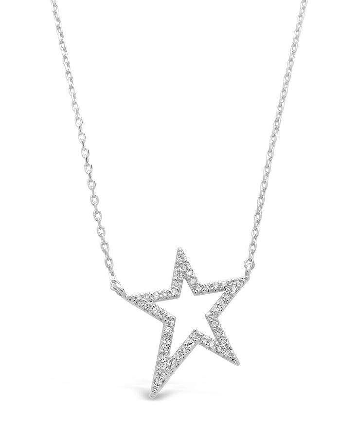 Ready to shine bright? All you need to do is put on this bright open sterling silver CZ star necklace, and you'll be sure to grab attention everywhere you go. Available in gold, silver, and rose gold tones. Every necklace is backed by a lifetime guarantee and ships within 24 hours. Enjoy jewelry built to last forever. Pandora Star Necklace, Thanksgiving Play, Star Necklaces, Pandora Star, Silver Star Necklace, Birthstone Gems, Jewelry Star, Star Necklace Silver, Star Necklace Gold