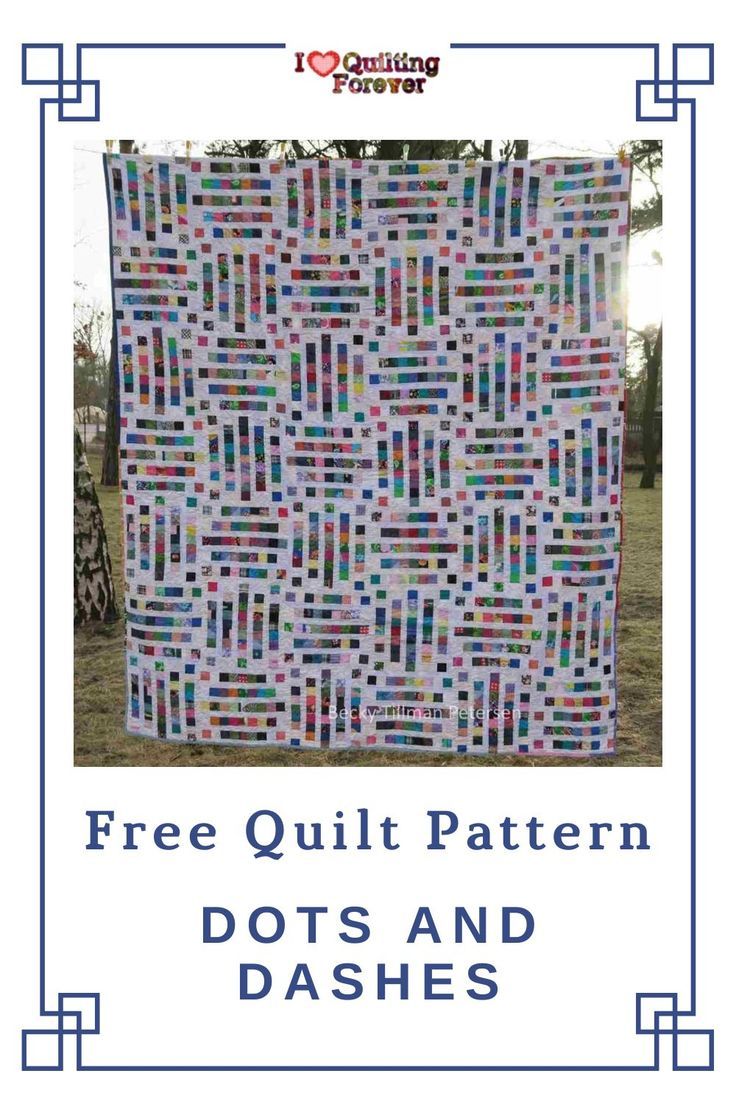 Free Quilt Pattern Dots and Dashes Free Quilt Patterns For Beginners, Quilt Patterns For Beginners, Strip Quilt Patterns, Charm Pack Quilt Patterns, Postage Stamp Quilt, Scraps Of Fabric, Scrappy Quilt Patterns, Quilt Square Patterns, Childrens Quilts