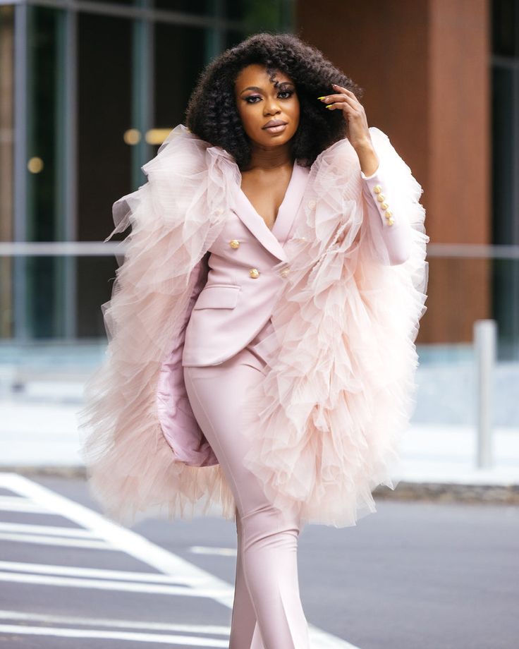 Back to Business Mauve Power Suit – Oyemwen Glamorous Fitted Suits For Workwear, Glamorous Fitted Suits For Work, Glamorous Fitted Fall Suits, Fitted Fall Wedding Pantsuit, Fall Wedding Fitted Pantsuit, Spring Party Blazer With Ruffles, Glamorous Spring Wedding Blazer, Spring Party Tuxedo Pantsuit, Fitted Jacket Dress With Notch Lapel For Party