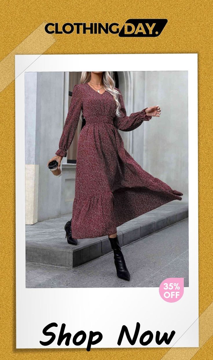 V-neck Flounce Sleeve Dress Fitted V-neck Maxi Dress For Fall, Chic V-neck Maxi Dress For Fall, Fall V-neck Dress With Surplice Neckline, Chic Red V-neck Dress For Fall, Fall Fitted V-neck Maxi Dress, Long Sleeve V-neck Dress For Fall, Chic Fall V-neck Dress With Surplice Neckline, Chic Fall Maxi Dress With Surplice Neckline, Flowy V-neck Dress For Fall