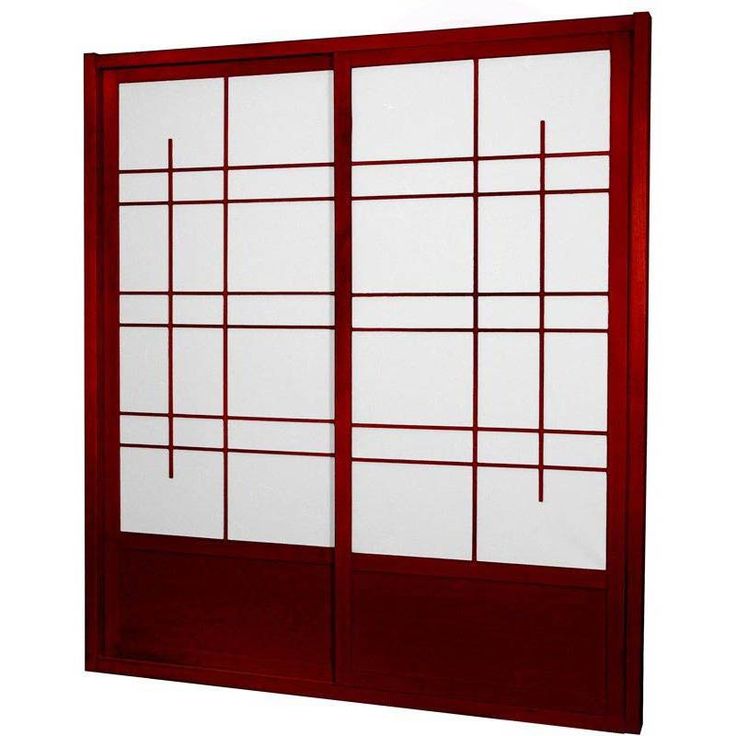 a red and white sliding glass door on an isolated background with room for text or image