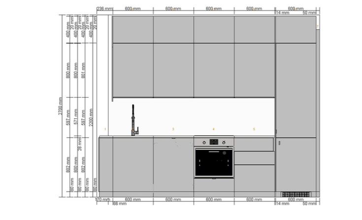 a drawing of a kitchen with an oven, sink and countertop space in it