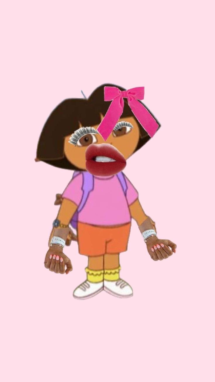 an animated girl with a pink bow on her head and hands in front of her face