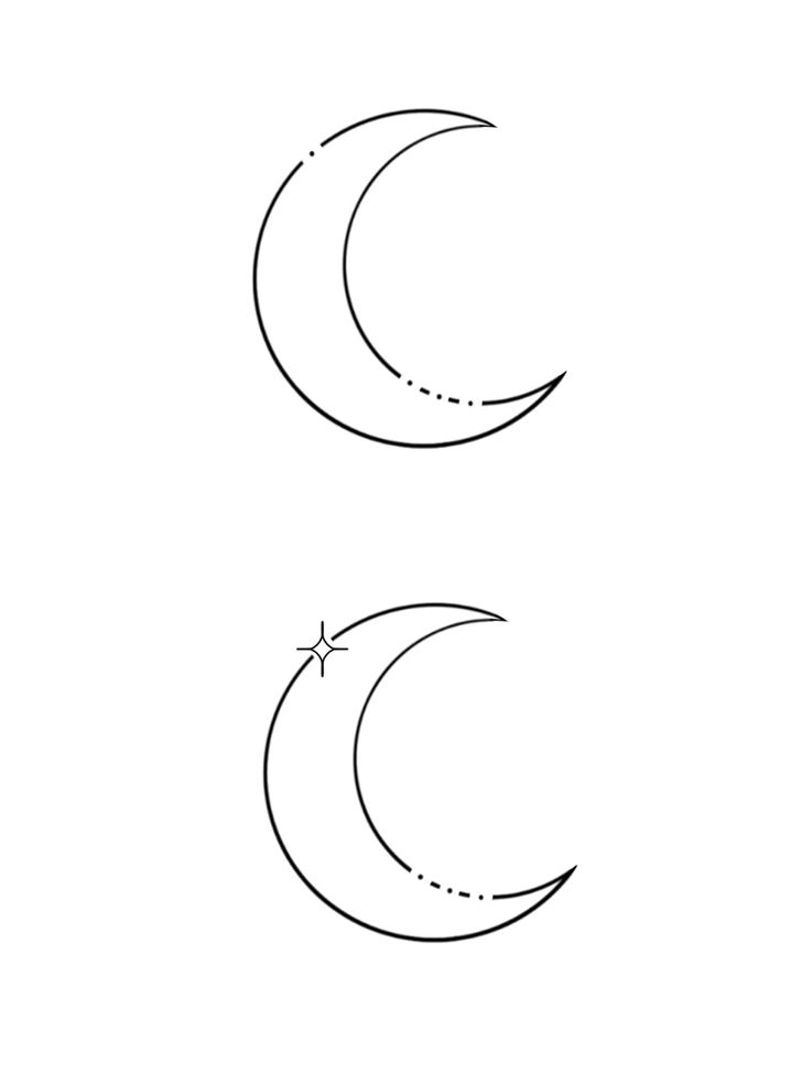 two crescents are shown in black and white, one is drawn with a dotted line