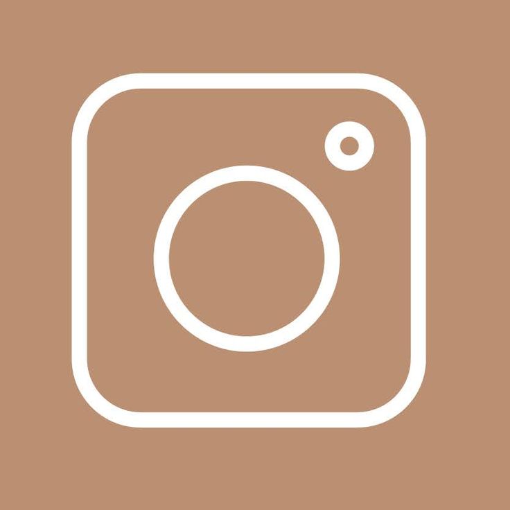 the instagram logo is shown in white on a brown background with a square shape