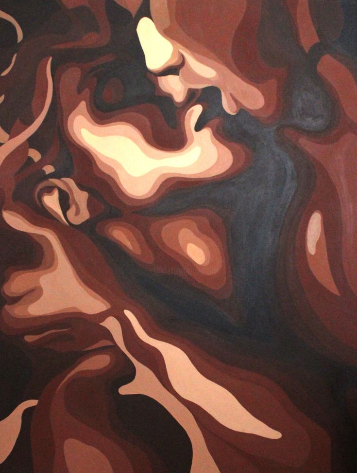 an abstract painting with brown and black colors