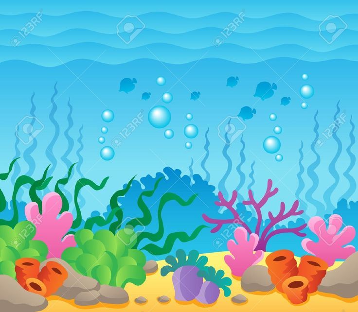 an underwater scene with corals and seaweed