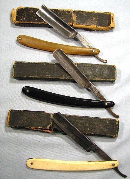 Vintage straight razors Vintage Straight Razors, Vintage Razors, Master Barber, Shaved Hair Cuts, Straight Razor Shaving, Vintage Shaving, Vintage Barber, Close Shave, Shaving Razor