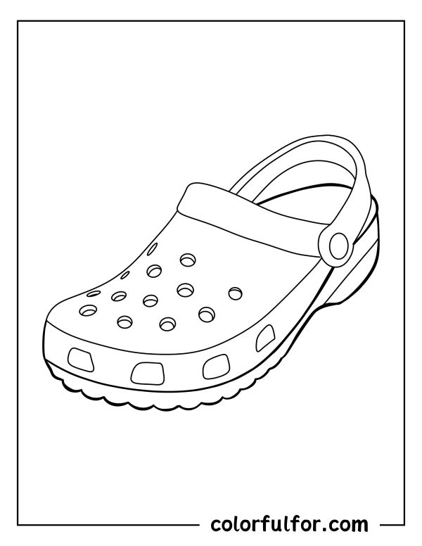 a coloring page with a pair of shoes for children to play in the sand and water