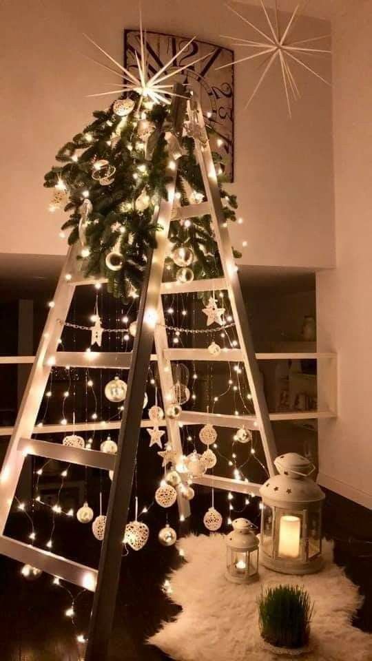 a christmas tree with lights and ornaments on it