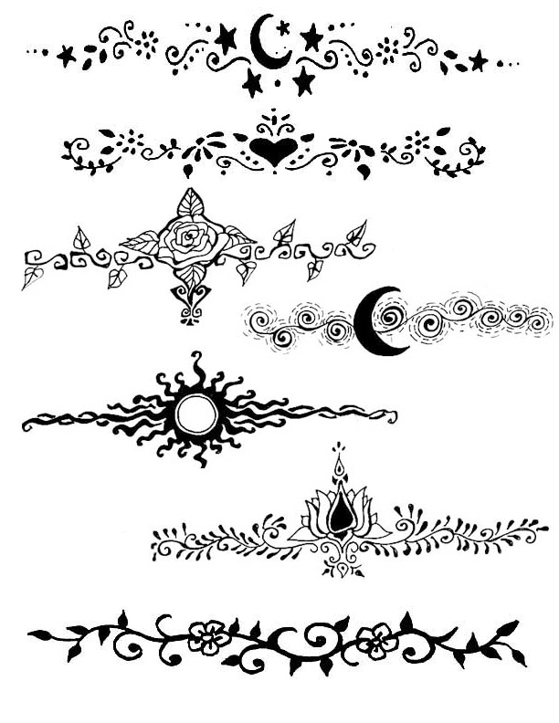 an assortment of different designs on white paper