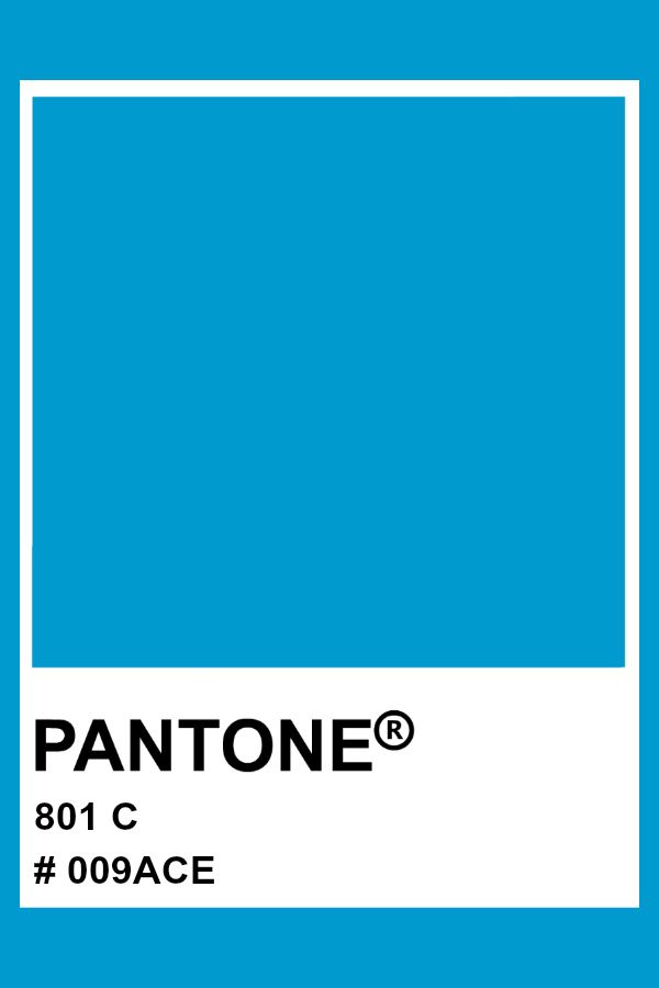 pantone's blue color is shown with the words, 801 c oac