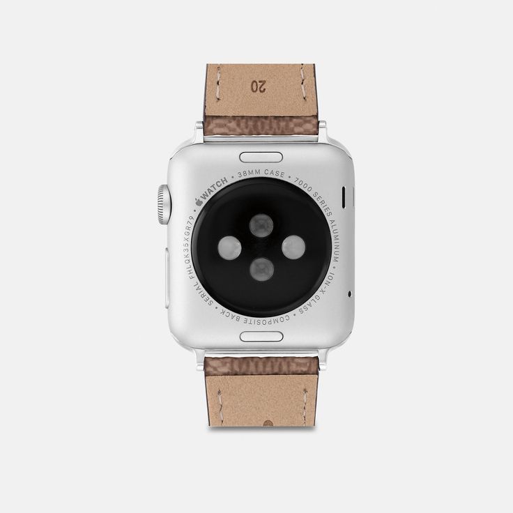 Made exclusively for use with the 38mm and 44mm Apple Watch® this tan strap is crafted of our Signature canvas and secures with stainless steel hardware. | Coach Apple Watch® Strap, 38 Mm And 40 Mm - Tan Modern Brown Watch Bands With Adjustable Strap, Modern Brown Watch Band With Adjustable Strap, Modern Brown Watch Accessories For Everyday, Modern Brown Watches With Bracelet Strap, Modern Adjustable Brown Watch Accessories, Modern Brown Adjustable Watch Accessories, Modern Brown Watch Accessories With Waxed Finish, Signature Canvas, Apple Watch Strap