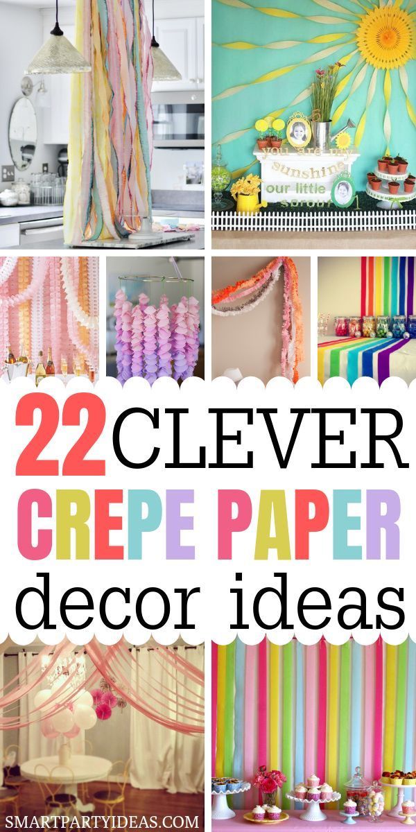 several different pictures with the words 22 clever crepe paper decor ideas