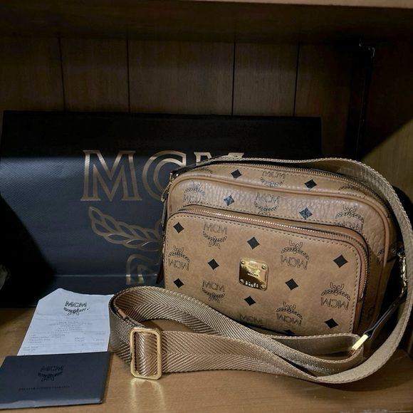 MCM KLASSIK crossbody authentic Mcm Handbags, Care Card, Cognac, Shop My, Handbags, Best Deals, Closet