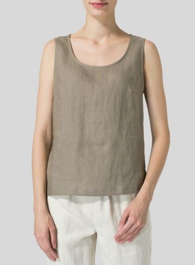 Linen Sleeveless Pullover Top Elegant Everyday Cotton Tank Top, Elegant Cotton Tank Top For Layering, Layering Sleeveless Blouse In Any Color, Solid Sleeveless Blouse For Layering, Layering Sleeveless Blouse, Sleeveless Blouse Tops For Layering, Sleeveless Blouse For Layering, Elegant Cotton Tank Top For Summer, Solid Color Sleeveless Top For Layering