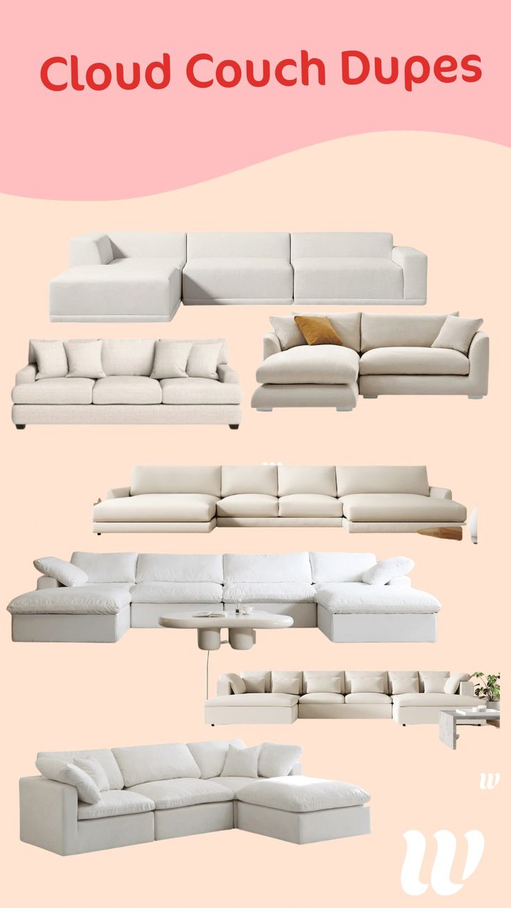 the different types of couches are shown in this graphic style, and it is easy to use