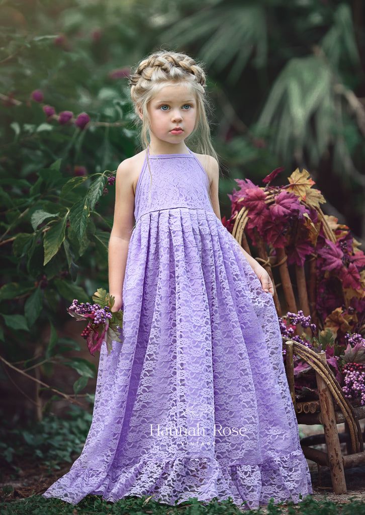 Lavender Flower Girl Dress, Bohemian Flower Girl Dress, Vintage Flower Girls, Flower Girl Dresses Vintage, Long Flower Dress, Lace Flower Girl Dress, Backless Long Dress, Girls Special Occasion Dresses, Girls Maxi Dresses