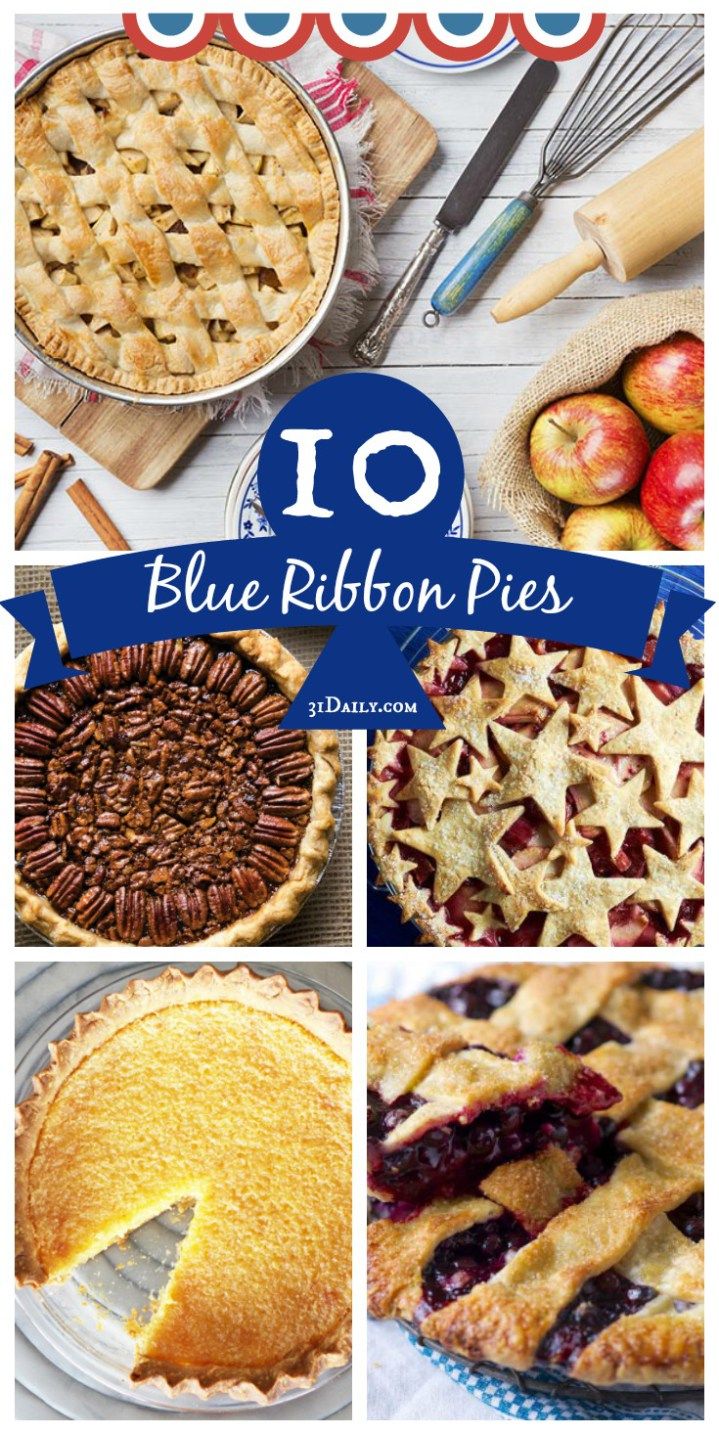 blue ribbon pies with the title overlay that reads 10 blue ribbon pies