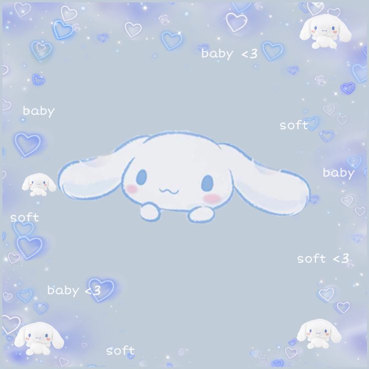 an image of a baby rabbit with hearts on it's back and the words soft, soft, soft