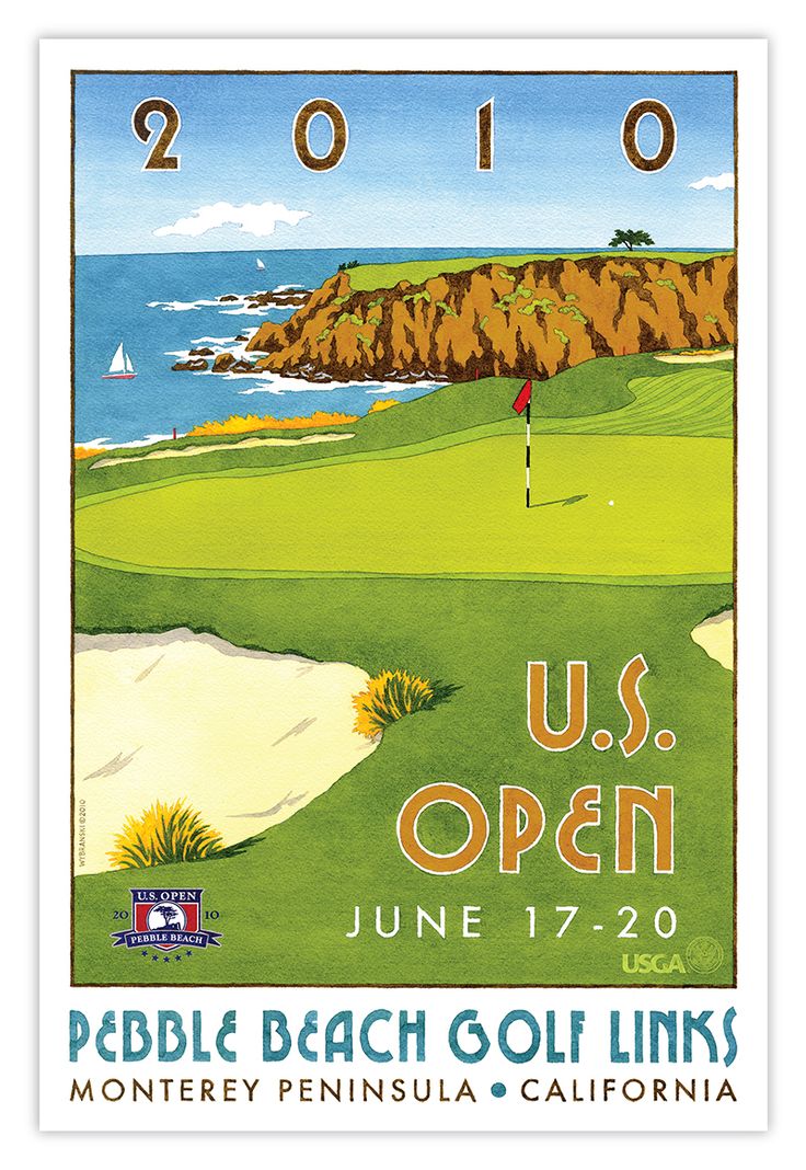 a poster for the 2010 u s open at pebble beach golf links in california