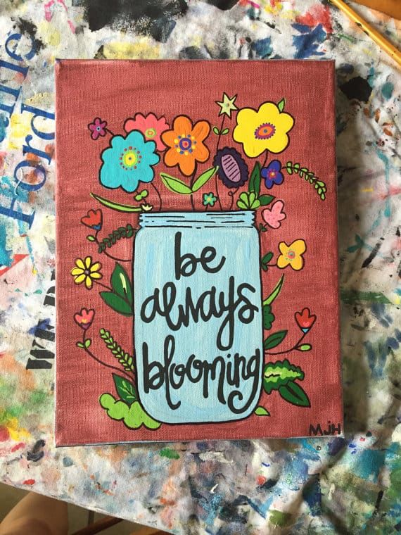 an image of a painting with flowers and the words be always blooming on it