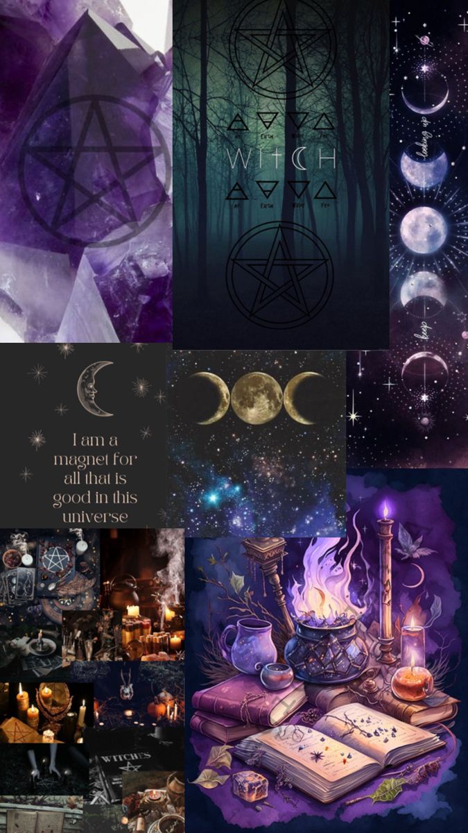 a collage of images with the words witch written in different languages and symbols on them