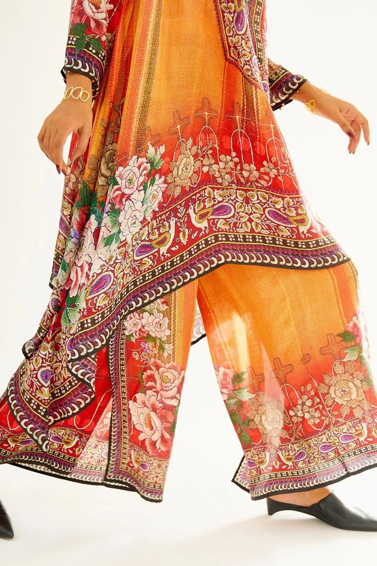 Orange satin flared pant with floral printed motifs.
Components:1
Pattern:Printed
Type of Work:Floral
Fabric:Satin
Color:Orange
Other Details:
Note: Kurta worn by the model is not for sale
Occasion:Work,Puja - Aza Fashions Rajdeep Ranawat, Pant For Women, Orange Satin, Satin Color, Printed Pants, Not For Sale, Floral Fabric, Floral Printed, Aza Fashion