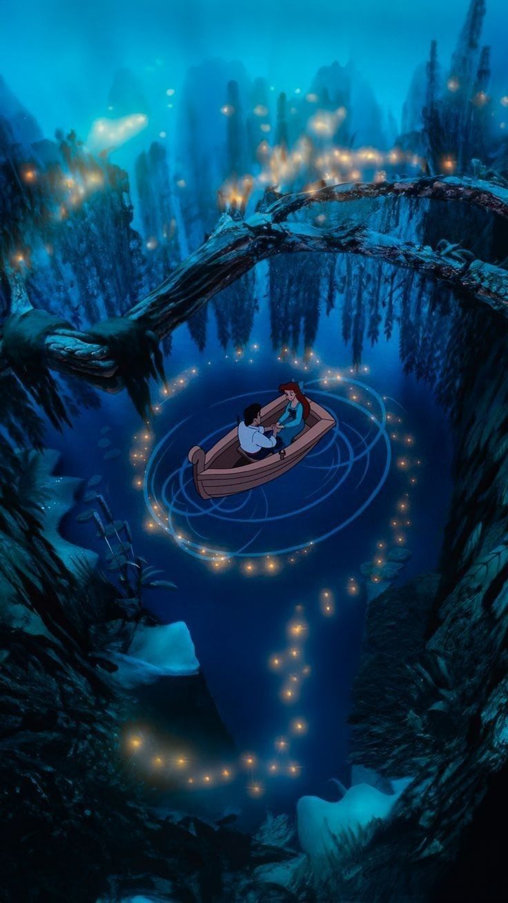 the princess and the frog from disney's animated movie, sleeping in a boat