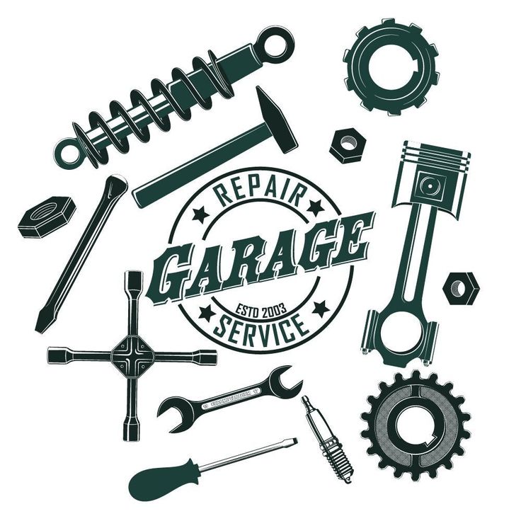 repair service emblem with tools and wrenches