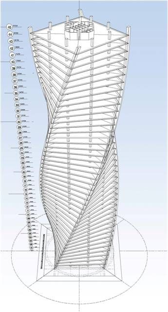 an architectural drawing of a spiral shaped building