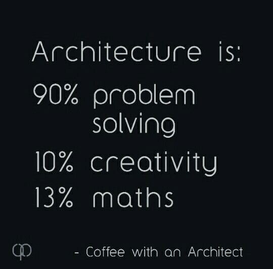 the text reads, architecture is 90 % problem solver solves 10 % creativity and 13