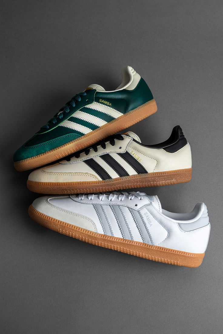 The Women’s adidas Samba is still trending strong, which means now is the perfect time to add the retro style to your collection. Here’s a few of our favorite colorways of the season. Find these and more at Stadium Goods in NYC. Adidas Sambas, Jordan Yeezy, Rare Sneakers, Stadium Goods, Adidas Samba, Shoes Shoes, Nike Jordan, Samba, New Woman