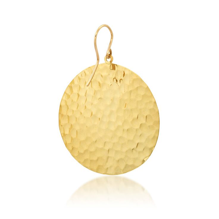 One of our favorites from the collection, this chic, standout pair of disc earrings are crafted from hammered, subtly textured 18-karat gold and set on delicate ear wires. Timeless, sophisticated and ultra-lightweight, wear yours to transition from day to night with ease. Hook ear wire Measures 1.5" x 1.5" Made with love in Los Angeles Complimentary gift wrapping provided Luxury Round Hammered Earrings, Elegant Hammered Brass Teardrop Earrings, Gold Hammered Circle Earrings, Hammered Yellow Gold-plated Earrings, Luxury Hammered Gold-tone Earrings, Disc Earrings, Day To Night, To Night, Ear Wire