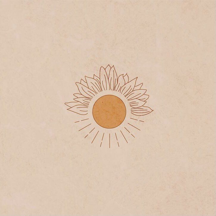 a drawing of a sunflower on a beige background