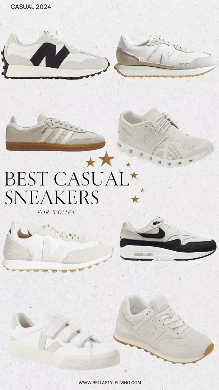 best casual sneakers for women 2024 Spring Outfits 2024 With Sneakers, Popular Women Shoes, Trendy Women Sneaker, It Girl Shoes 2024, Cutest Sneakers Women, Womens Trainers 2024, Women Footwear Casual, Sneakers Spring Summer 2024, Trendy Shoes 2024 Women